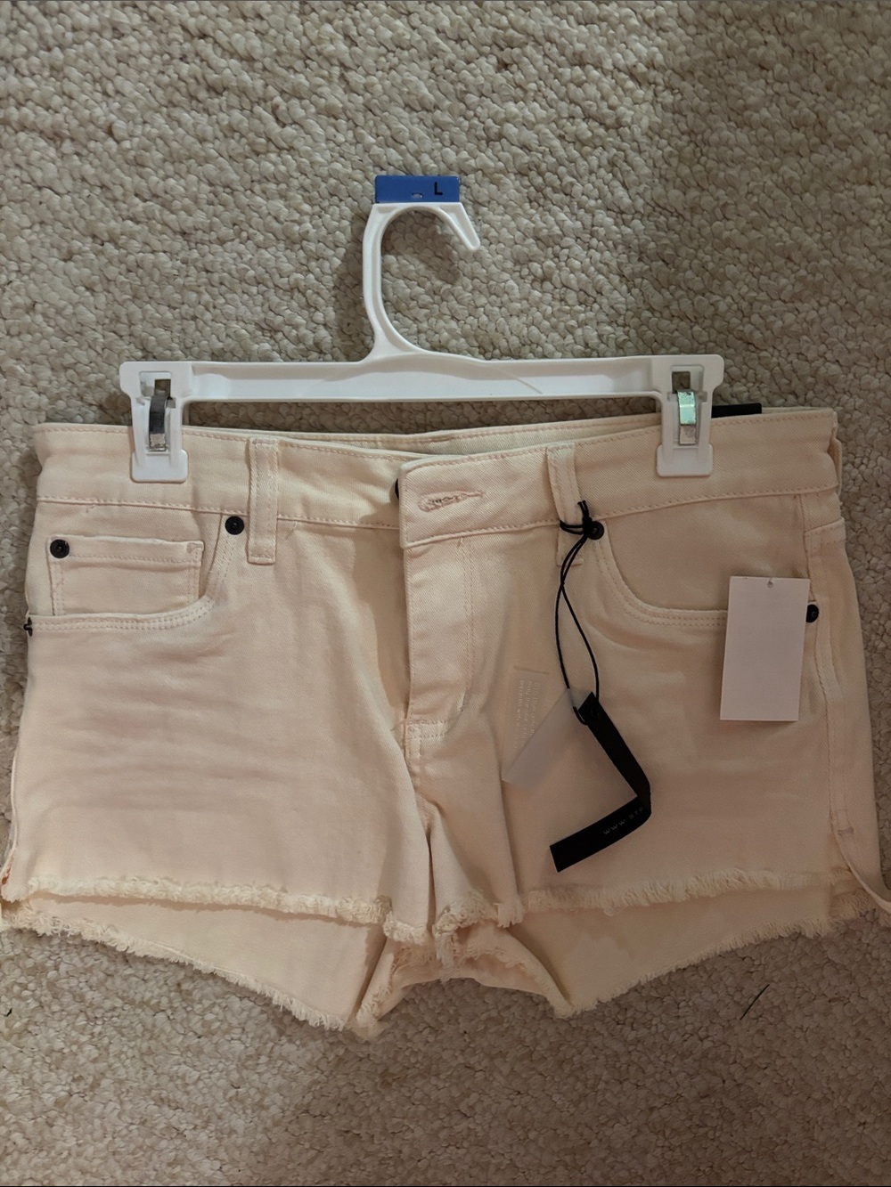 STS Blue Cream Frayed Hem Denim Shorts